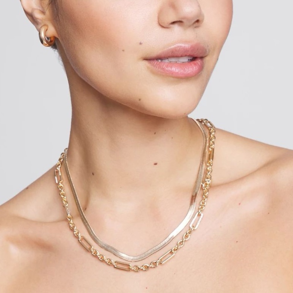 WHBM CONVERTIBLE GOLD SNAKE CHAIN MULTI-STRAND NECKLACE